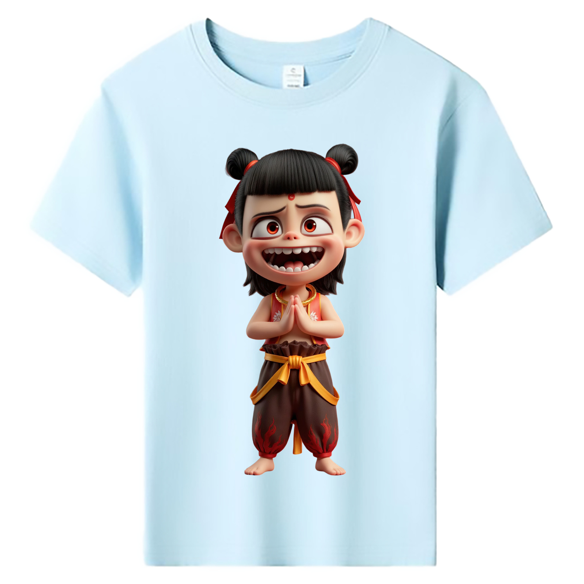 （画像用） Ne Zha 2 ナタ 魔童の大暴れ 綿100％キッズTシャツ（フロントプリント）